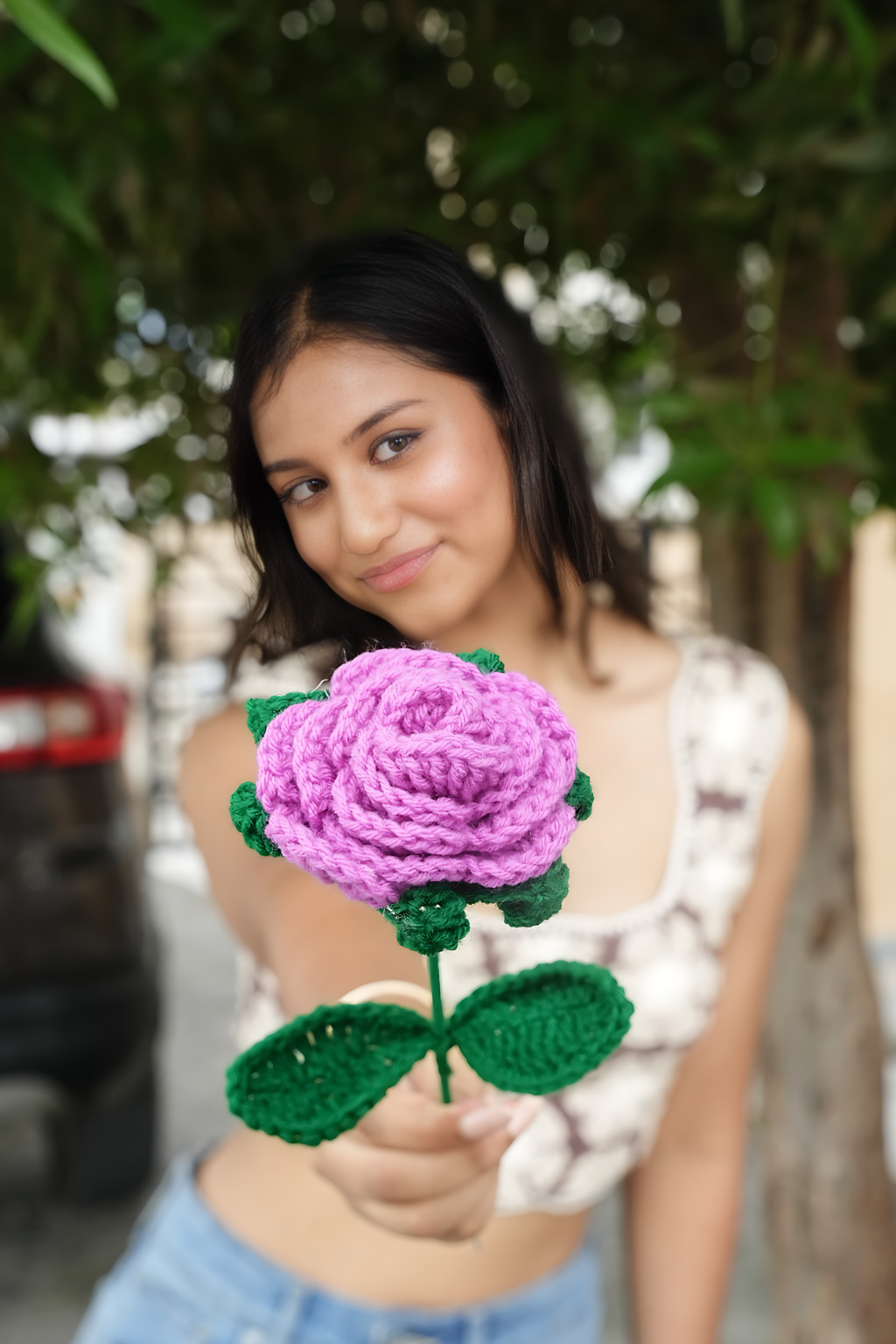 Crochet Purple roses
