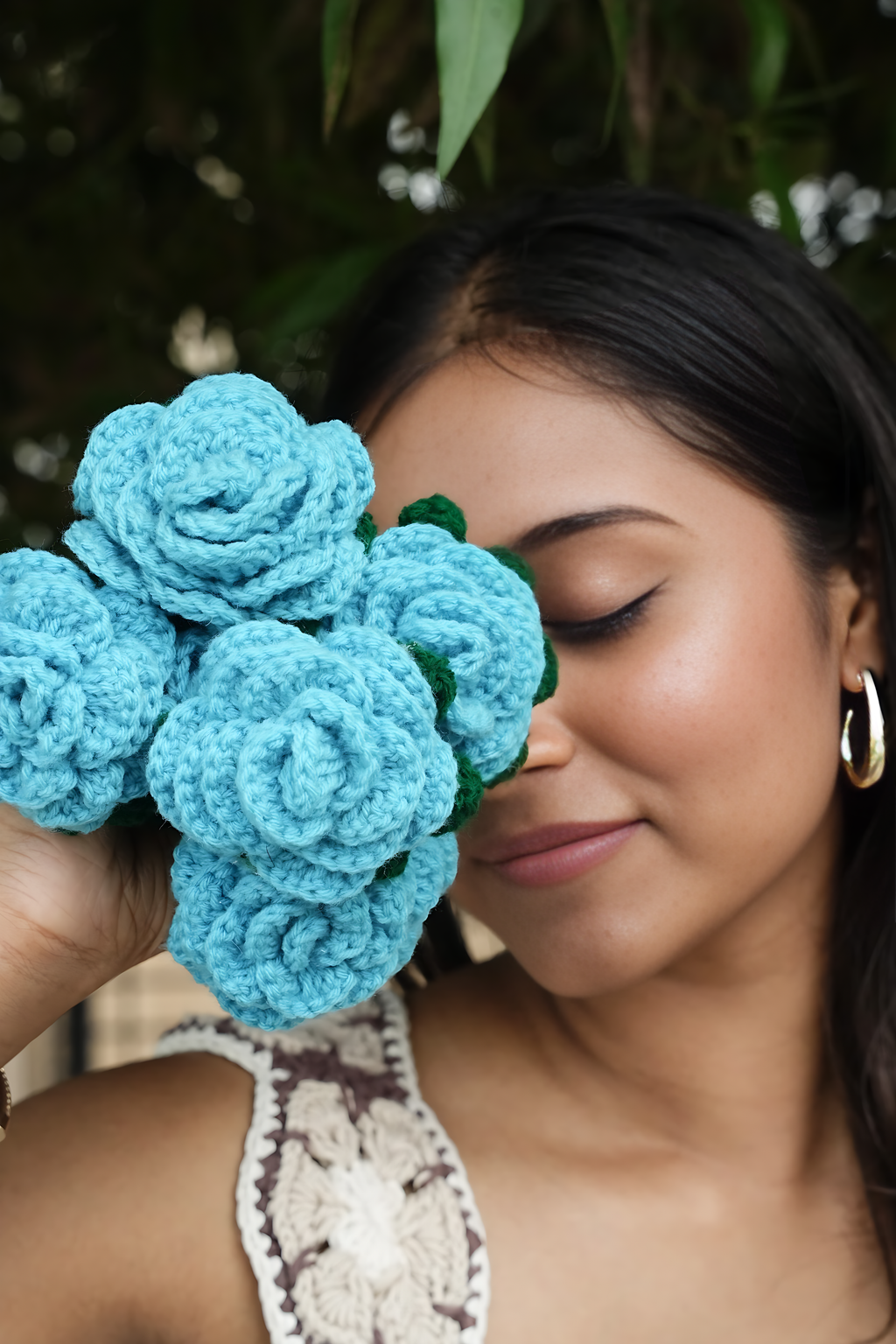 Crochet Blue Roses