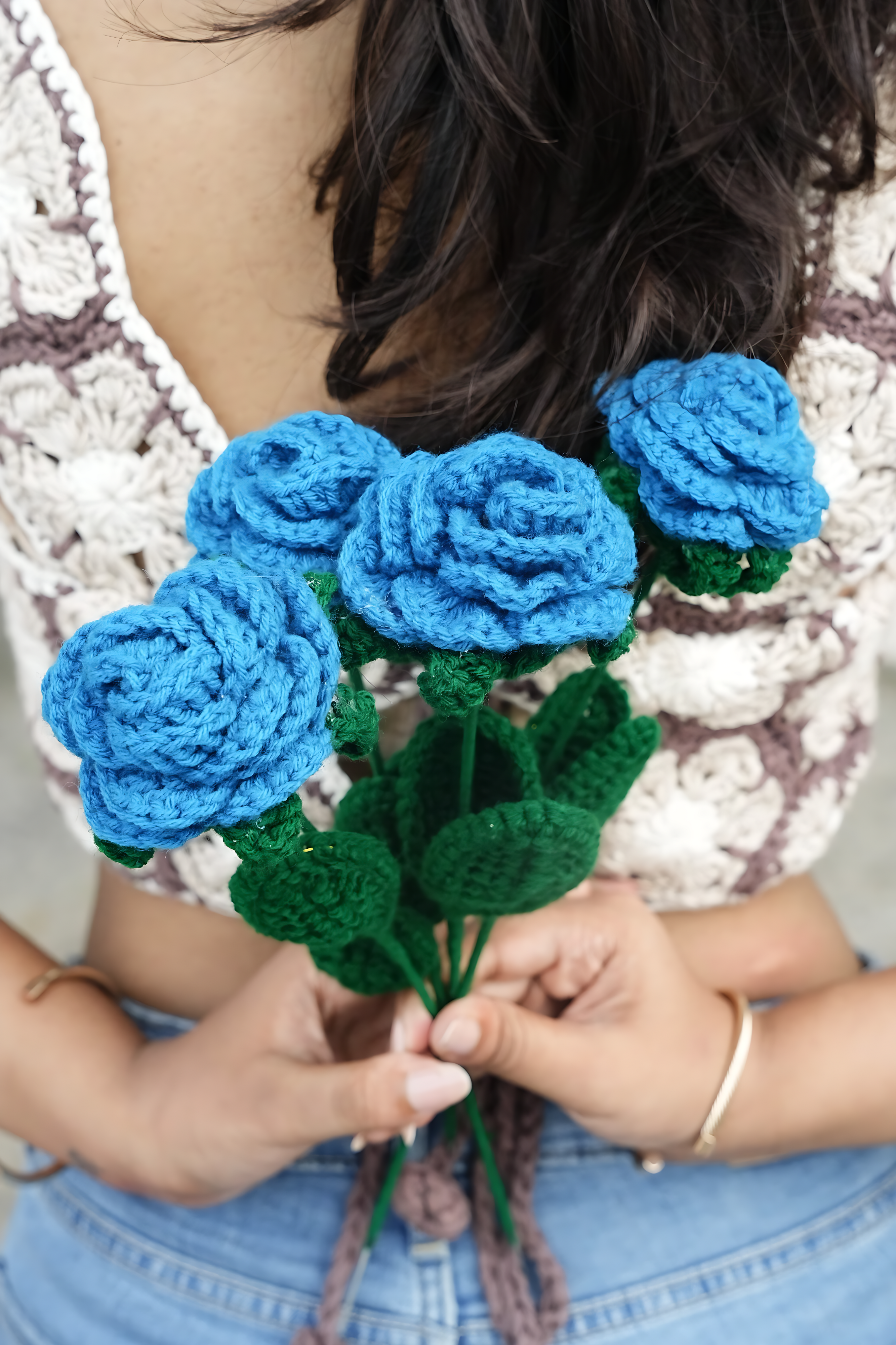 Crochet Blue Roses