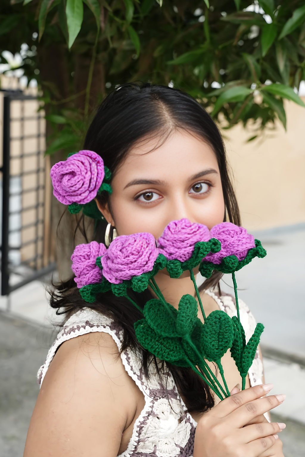 Crochet Purple roses