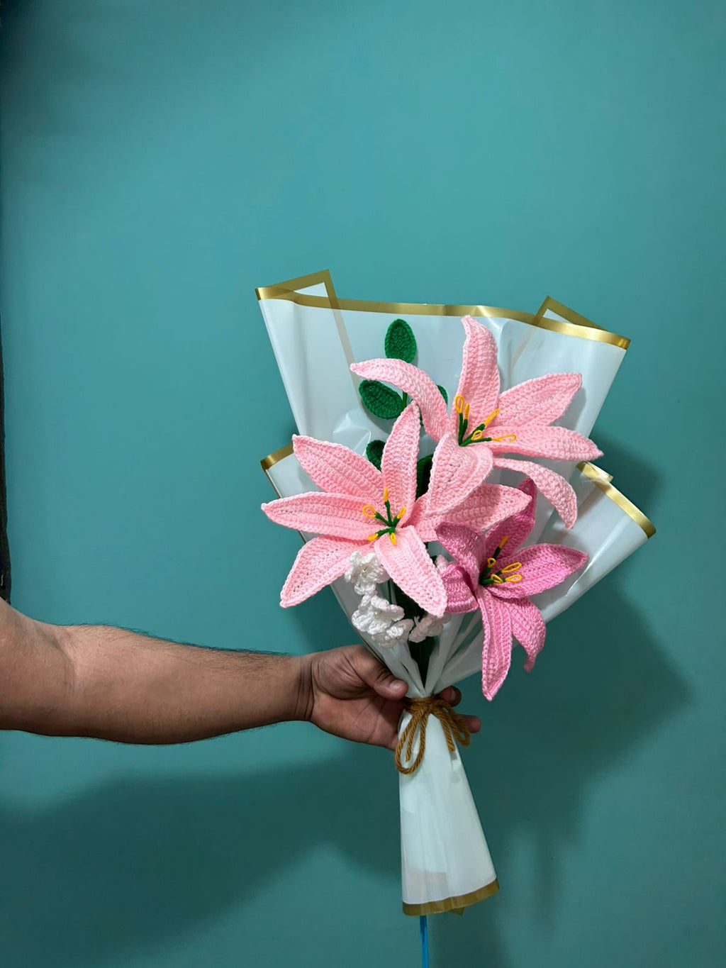 Pink Crochet Lily Bouquet