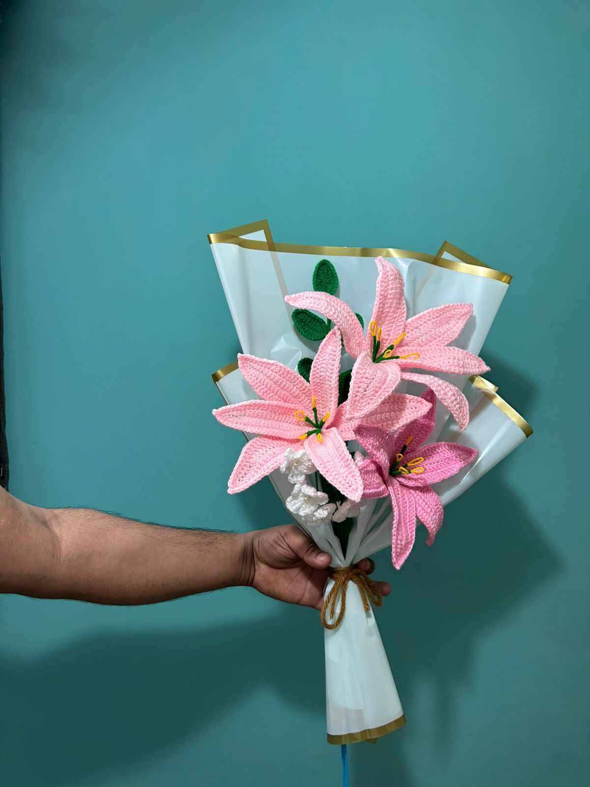 Pink Crochet Lily Bouquet