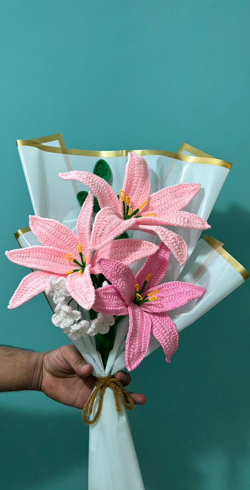 Pink Crochet Lily Bouquet